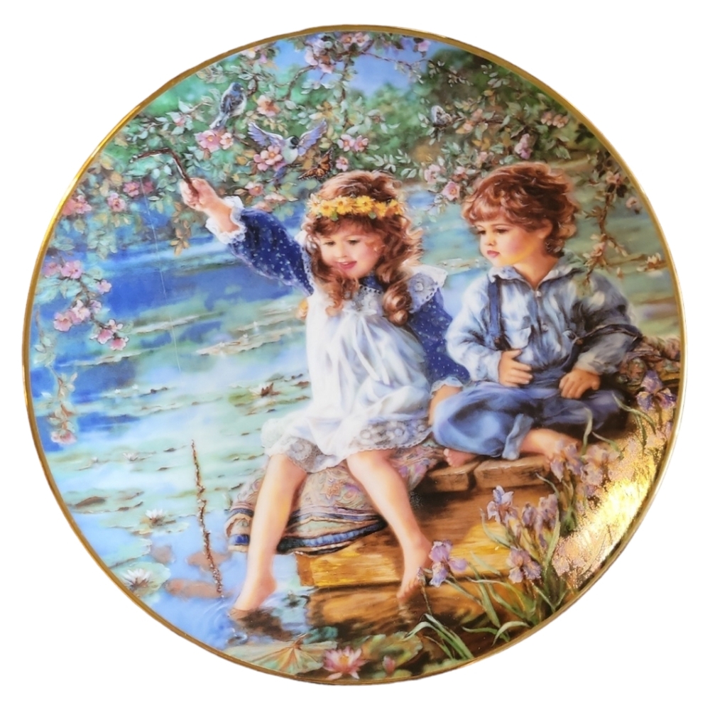 Vtg 91 Patience 1st Issue Hearts Flowers by Sandra Kuck Collector Plate Gold Rim